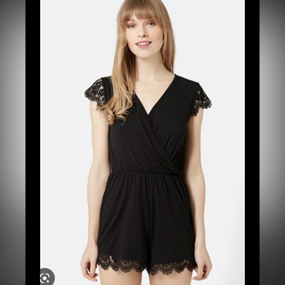 Topshop Black Lace Playsuit